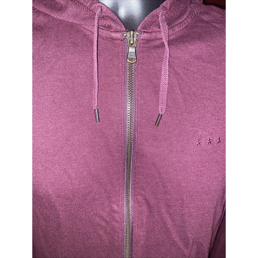 John Varvatos Full Zip Hoodie Men's Small Burgundy Lightweight Sweatshirt 102515 - Picture 3 of 7